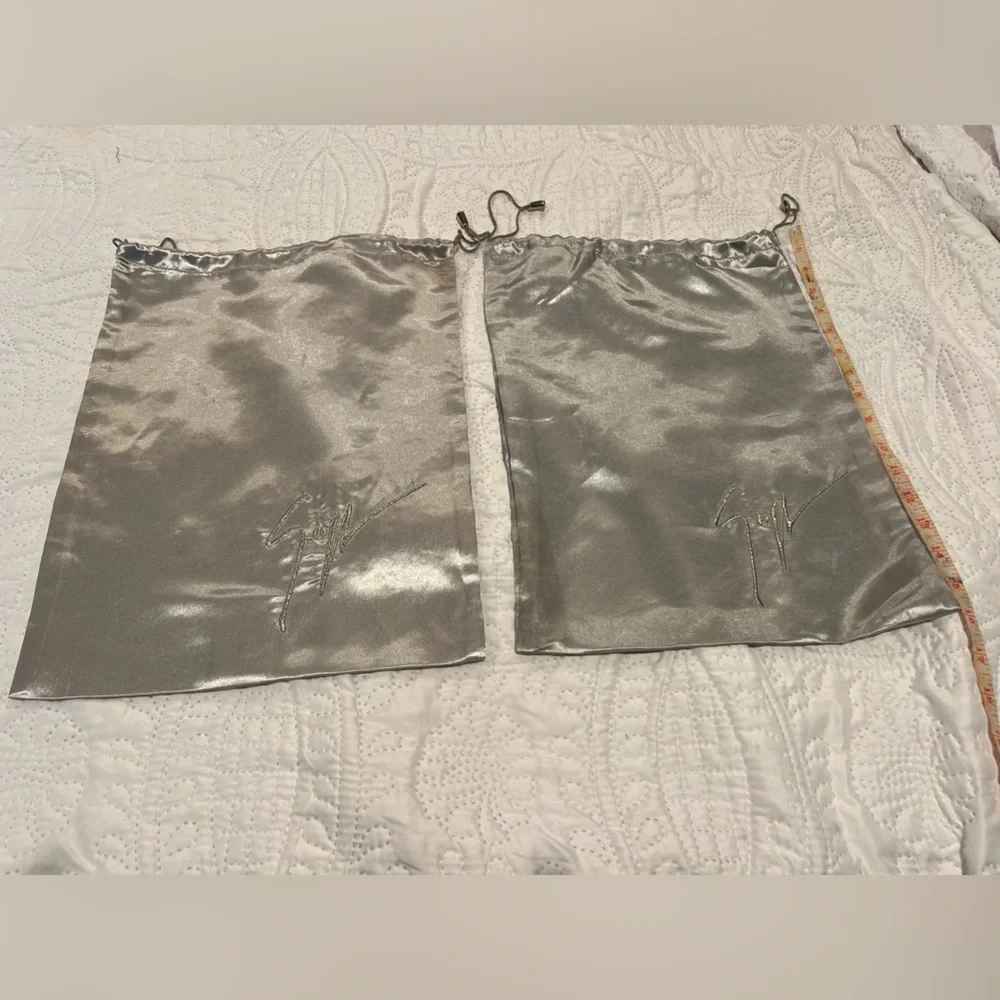 Authentic Silver silk Giuseppe Drawstring Bags